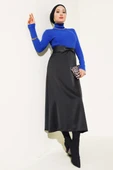 Fitilli Balıkçı Yaka Triko Kazak Saks - 2