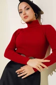 Fitilli Balıkçı Yaka Triko Kazak Kırmızı - 2