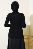Fitilli Balıkçı Yaka Triko Kazak Siyah - 3