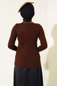 Fitilli Balıkçı Yaka Triko Kazak Kahve - 3