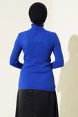 Fitilli Balıkçı Yaka Triko Kazak Saks - 3