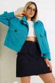 Fermuarlı Omuz Apoletli Kısa Ceket Petrol Yeşili thumbnail 1