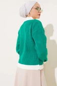 Önü Taş Detaylı Triko Kazak Zümrüt - 3