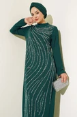 Taşlı Büyük Beden Abiye Elbise Zümrüt thumbnail 2