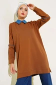 Yaka Taşlı İki İplik Tunik Taba thumbnail 1