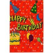 Kırmızı Happy Birthday Yazılı Doğum Günü Partisi Plastik Masa Örtüsü - 1