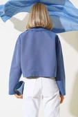Cep Kapaklı Fermuarlı Kısa Ceket İndigo thumbnail 3