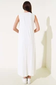 Kolsuz Basic Uzun Elbise Ekru thumbnail 3
