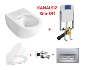 Creavit Free Rim-Off Asma Klozet Beyaz FE322 + Slim İnci Nkp Yavaş Kapaklı - 1