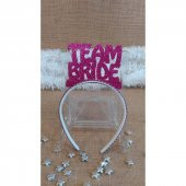 Fuşya Simli Team Bride Eva Parti Taç - 1