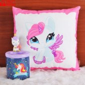 Sevimli Papçik Unicorn Puf Yastık Unicorn Biblo Kalemlik Hediye Seti - 1