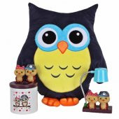 Baykuş Yastık Best Friends Baykuş Kalemlik ve Işıklı Biblo Sevgiliye Hediye Seti - 1