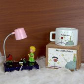 Küçük Prens Ahşap Kutulu Kupa 3 Küçük Prens Işıklı Biblo Hediye Seti - 1