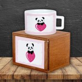 Kalpli Ağaç Altında Sallanan Aşıklar Biblo Kalpli Panda Kutulu Kupa Sevgiliye Hediye Seti thumbnail 3
