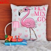 Flamingoların Aşkı Masa Gece Lambası Flamingo Puf Yastık Hediye Seti - 1
