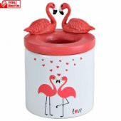 Flamingoların Aşkı Biblolu Kalemlik Flamingo Puf Yastık Hediye Seti - 2