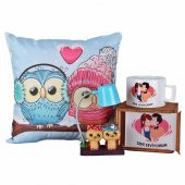 Aşık Baykuşlar Puf Yastık Best Friends Işıklı Biblo Seni Seviyorum Kutulu Kupa Sevgiliye Hediye - 1