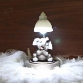 Gri Fil Işıklı Biblo Masa Gece Lambası Fil Kupa Fil Biblolu Kalemlik Hediye Seti - 2