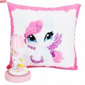 Sevimli Papçik Unicorn Puf Yastık Unicorn Işıklı Biblo Masa Gece Lambası Hediye Seti - 1