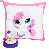 Sevimli Papçik Unicorn Puf Yastık Unicorn Işıklı Biblo Masa Gece Lambası Hediye Seti - 1