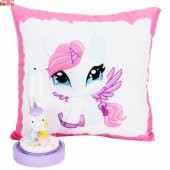 Sevimli Papçik Unicorn Puf Yastık Unicorn Işıklı Biblo Masa Gece Lambası Hediye Seti thumbnail 1