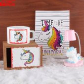 Unicorn Ahşap Doğal Kutulu Kupa Unicorn Işıklı Biblo Hatıra Defteri Hediye Seti - 1