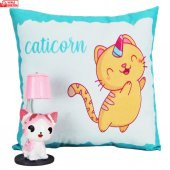 Sevimli Şans Getiren Pembe Kedi Masa Lambası Işıklı Biblo Kedi Puf Yastık Hediye Seti - 1