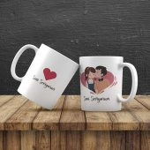 Sevimli Lila Ayıcık 25 Cm Peluş Oyuncak Seni Seviyorum Kupa Sevgiliye Hediye Seti - 2