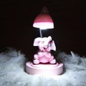 Sevimli Pembe Fil Kupa Pembe Fil Işıklı Biblo Masa Gece Lambası Hediye Seti - 2