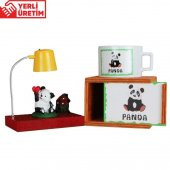 Evini Özleyen Sevimli Panda Masa Gece Lambası Işıklı Biblo Masum Panda Kutulu Kupa Set - 1