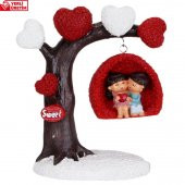 Kalpli Ağaç Altında Sallanan Aşıklar Biblo Aşık Penguenler Kupa Sevgiliye Hediye Seti - 2