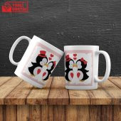 Kalpli Ağaç Altında Sallanan Aşıklar Biblo Aşık Penguenler Kupa Sevgiliye Hediye Seti - 3