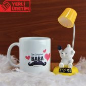 Babalar Günü Hediyesi Kahramanımsın Baba Kupa Taraftar Panda Işıklı Biblo Seti - 1