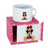 Minnie Mouse Mickey Mouse Puf Yastık Minnie Ahşap Kutulu Kupa Hediye Seti - 2