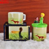 Küçük Prens Ahşap Doğal Kutulu Kupa Pleksi Kapak Küçük Prens Kalemlik Hediye Seti - 1