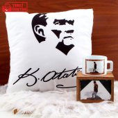 Atatürk   Hediye Seti Atatürk Yastık Atatürk Ahşap Kutulu Kupa - 1