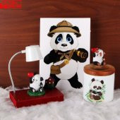 Panda   Günlük Hatıra Defteri Panda Işıklı Masa Gece Lambası Kalemlik Hediye Seti - 1