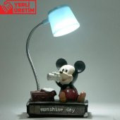 Mickey Mouse ve Minnie Mouse Mavi Pembe Işıklı Masa Gece Lambası Biblo Hediye Seti - 2