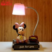 Mickey Mouse ve Minnie Mouse Mavi Pembe Işıklı Masa Gece Lambası Biblo Hediye Seti - 3