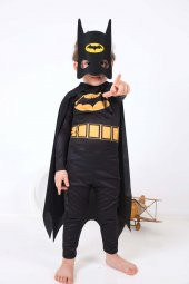 Batman Çocuk Kostümü - Maskeli Pelerinli Batman Kostümü Betmen - 1