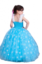Elsa Frozen Resimsiz Gelinlik Abiye Tarlatanlı Kostüm - 4