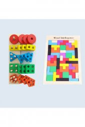 2Li Orjinal Ahşap Set Tetris + Bultak - 1