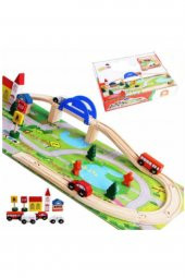 Ahşap Araba Yolu Seti - 40 Parça Araba Yollu - 1
