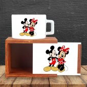 Mickey Mouse Ve Minnie Mouse Ahşap Doğal Kutulu Kupa 2 - 1