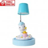 Sevimli Mavi Unicorn Masa Gece Lambası Işıklı Biblo - 1