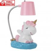 Sevimli Ponçik Pembe Unicorn Masa Gece Lambası Pembe Işıklı Unicorn Biblo - 1