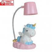 Sevimli Ponçik Mavi Unicorn Masa Gece Lambası Pembe Işıklı Unicorn Biblo - 1