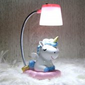 Sevimli Ponçik Mavi Unicorn Masa Gece Lambası Pembe Işıklı Unicorn Biblo - 2