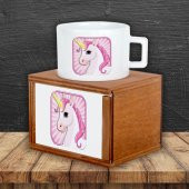 Pembe Unicorn Ahşap Doğal Kutulu Kupa - 1