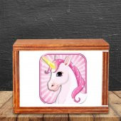 Pembe Unicorn Ahşap Doğal Kutulu Kupa - 3